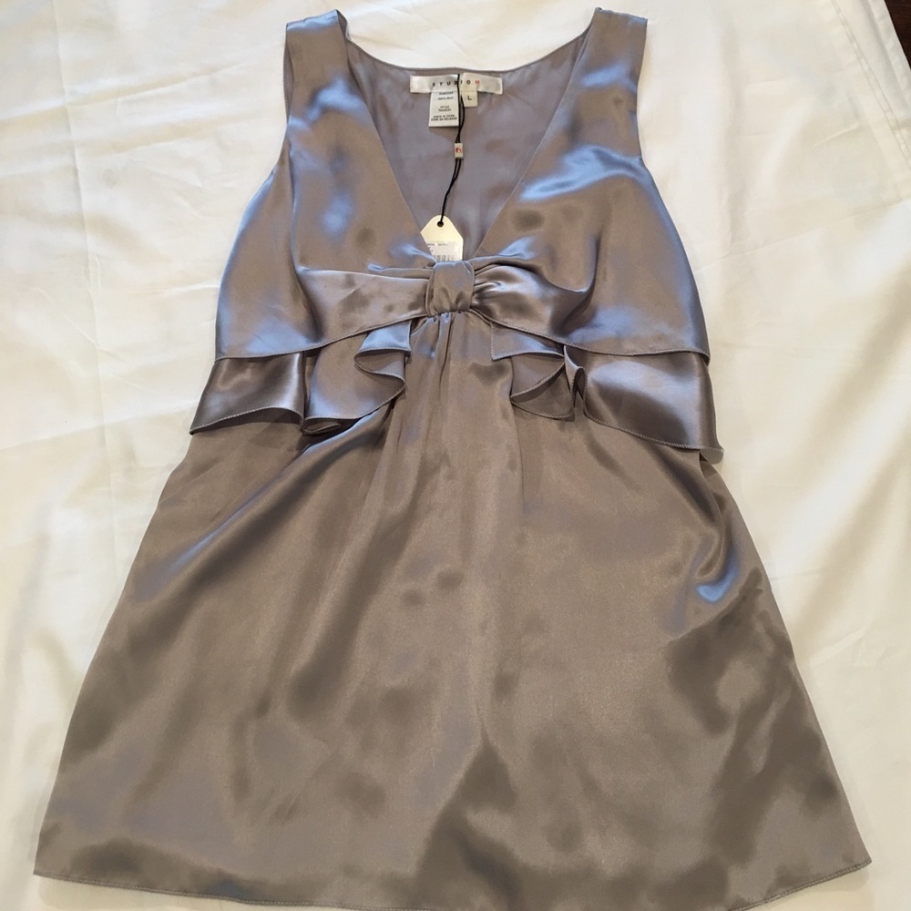 Studio M Sleeveless Silver Satiny Top